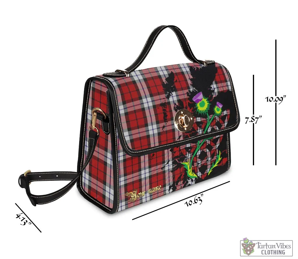 Brodie Dress Tartan Waterproof Canvas Bag with Scotland Map and Thistle Celtic Accents