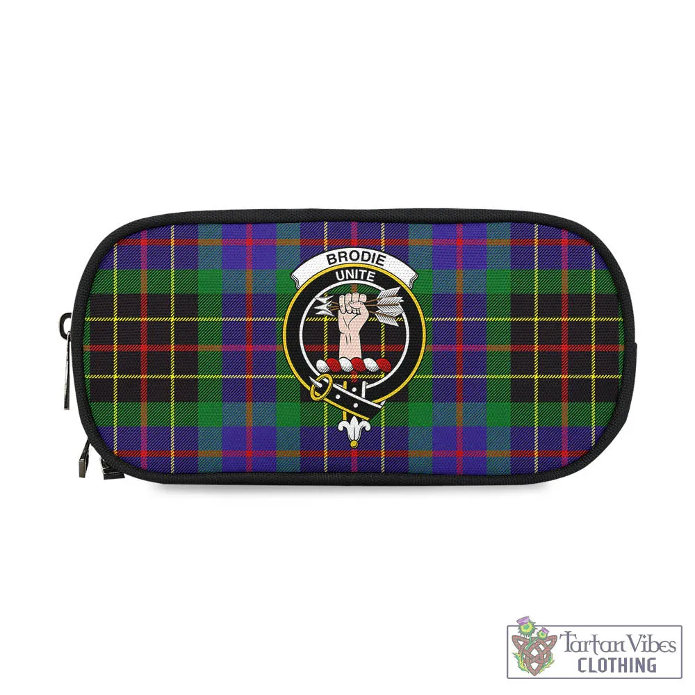 Brodie Hunting Modern Tartan Pen and Pencil Case with Family Crest