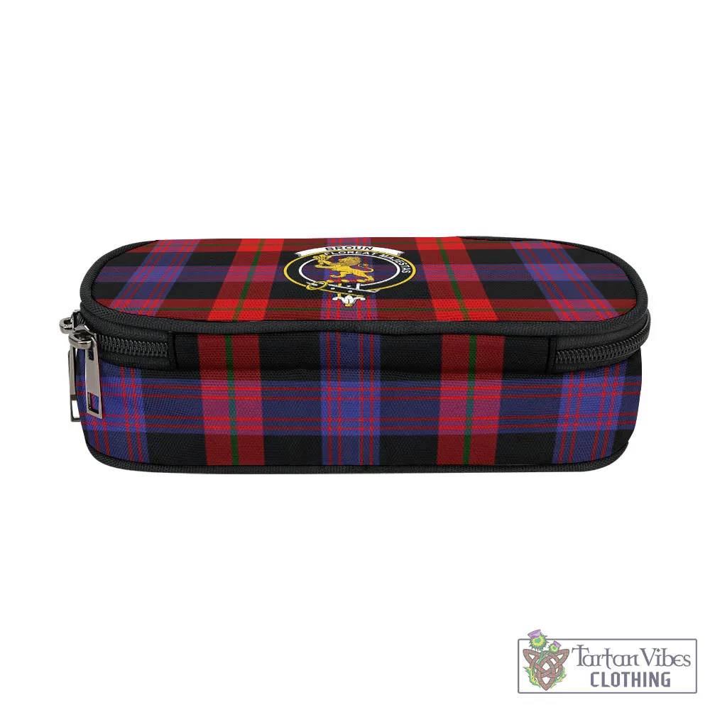 Broun Modern Tartan Pen and Pencil Case with Family Crest