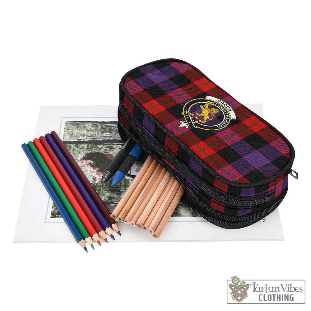 Broun Modern Tartan Pen and Pencil Case with Family Crest