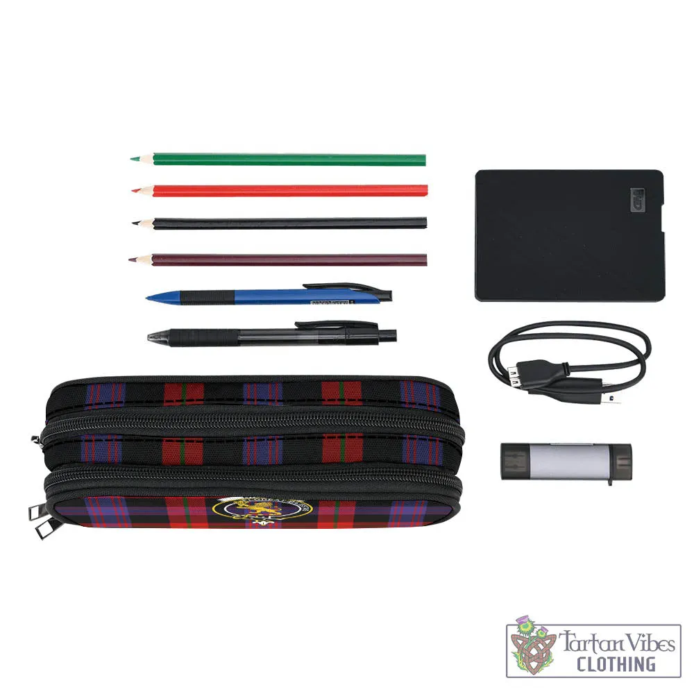 Broun Modern Tartan Pen and Pencil Case with Family Crest