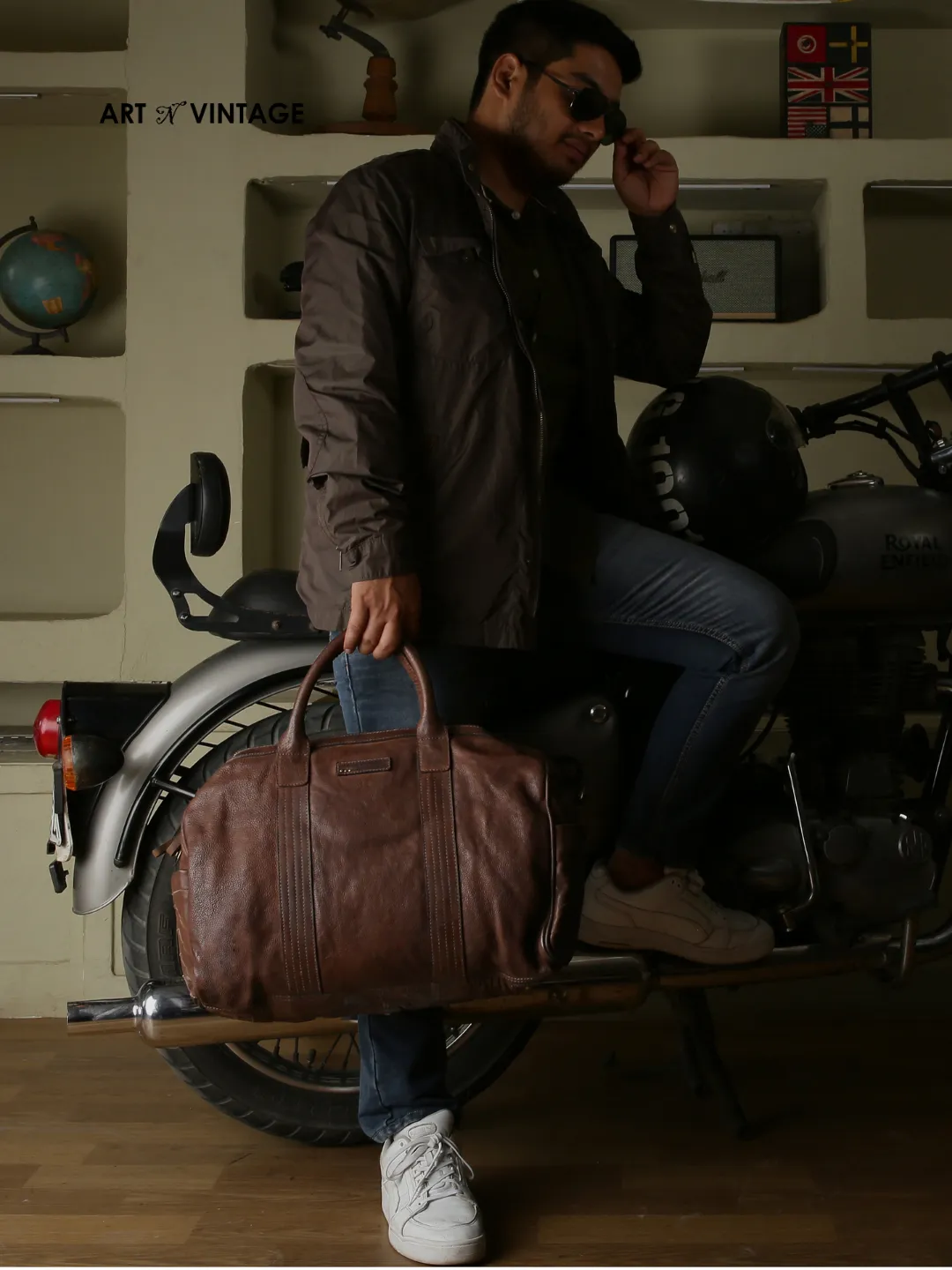 Brown Leather Weekender Bag