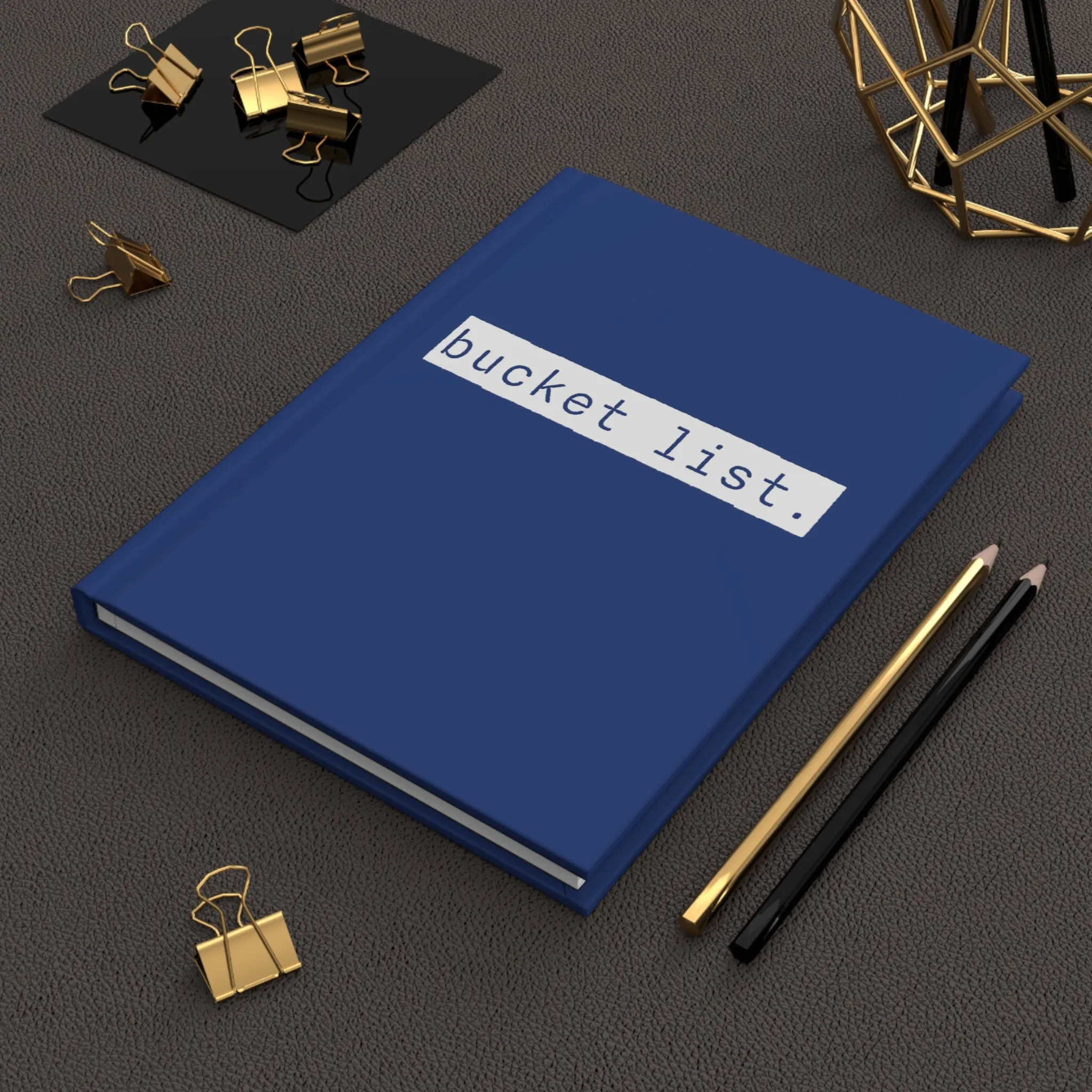 Bucket List Blue Matte Hardcover Journal | Blank Book for Notes | Lined Notebook Diary Goal Log