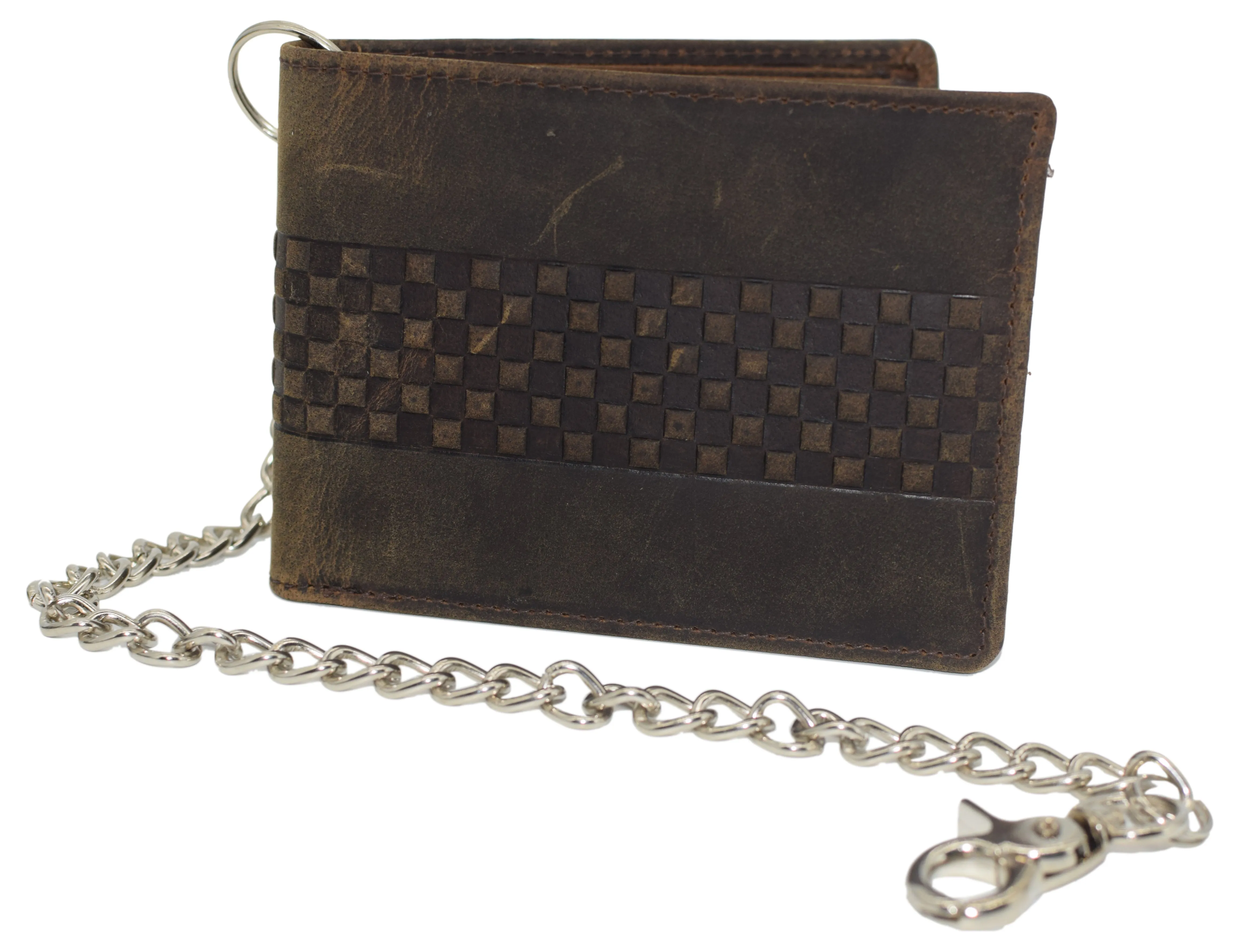 Chain Wallets for Men, RFID Blocking Vintage Leather Bifold Wallet with Sturdy Chain