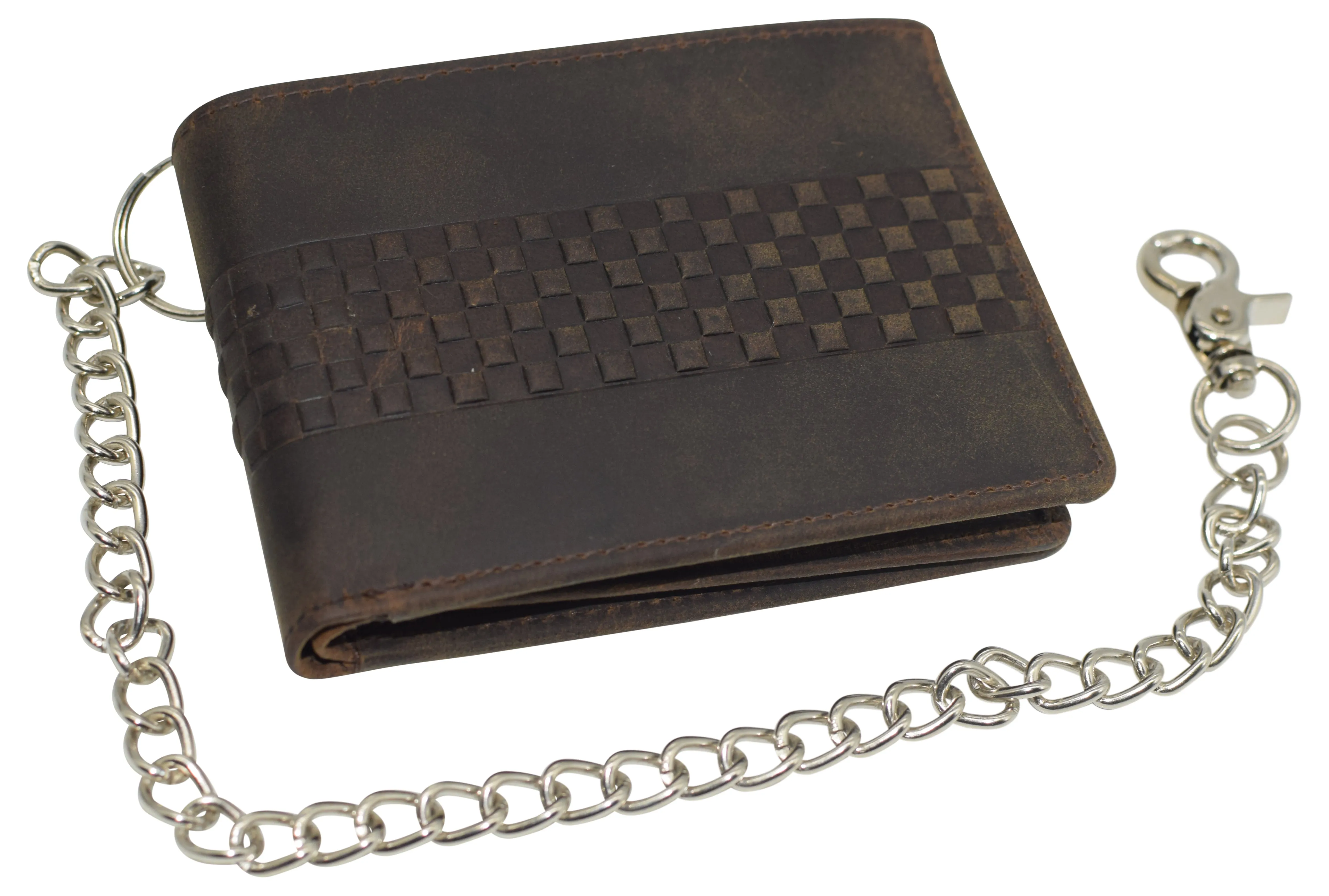 Chain Wallets for Men, RFID Blocking Vintage Leather Bifold Wallet with Sturdy Chain