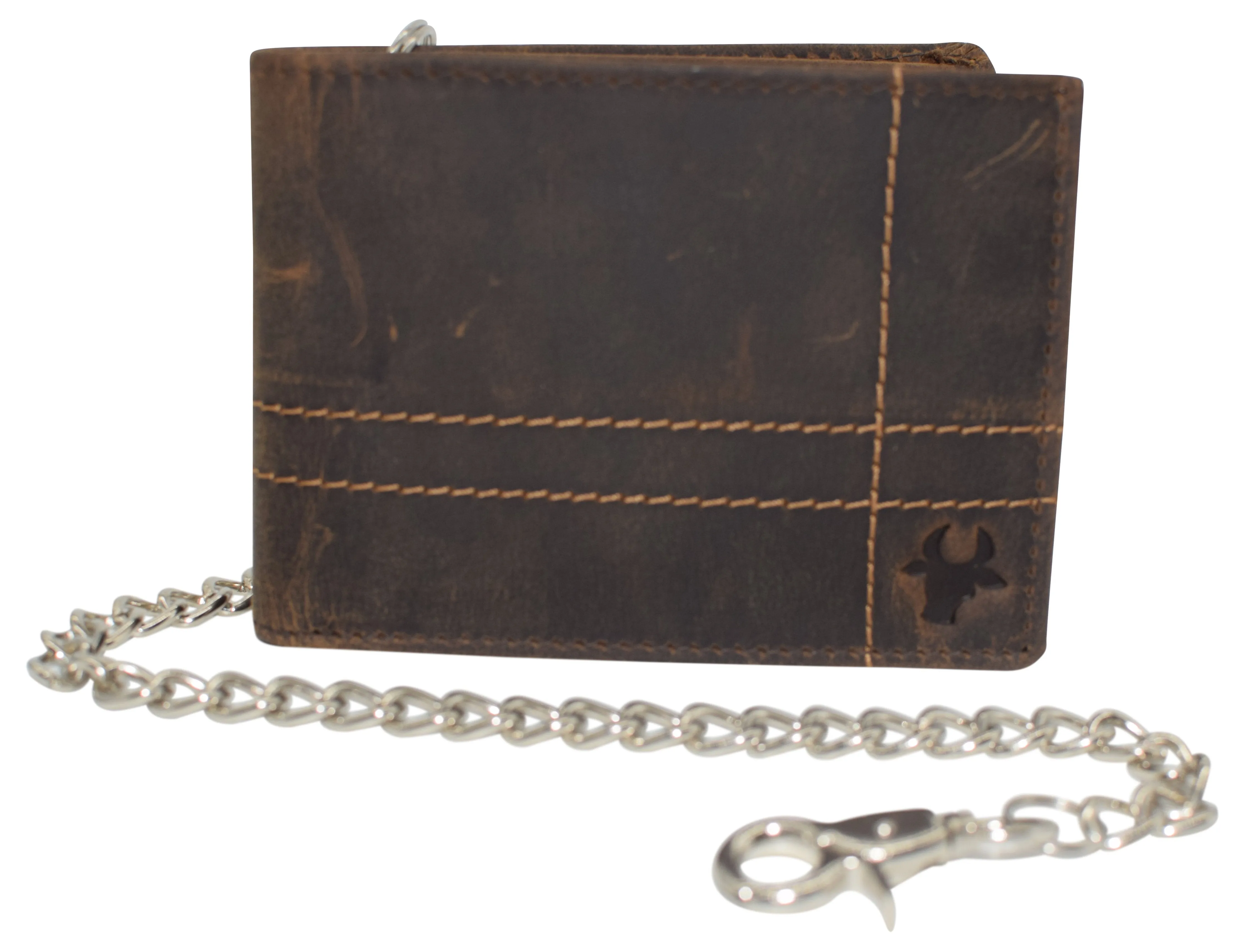 Chain Wallets for Men, RFID Blocking Vintage Leather Bifold Wallet with Sturdy Chain