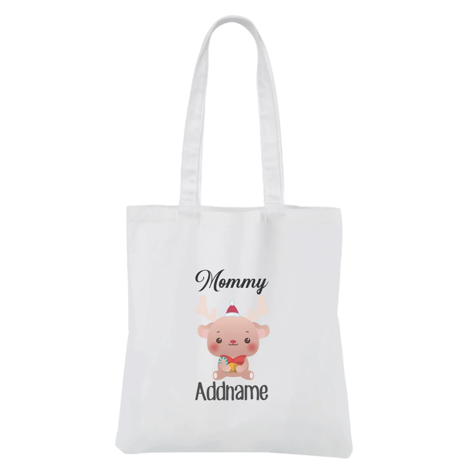 Christmas Cute Animal Series Mommy Deer White Canvas Bag