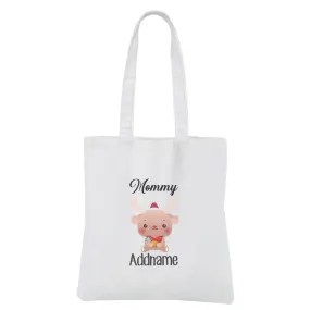 Christmas Cute Animal Series Mommy Deer White Canvas Bag