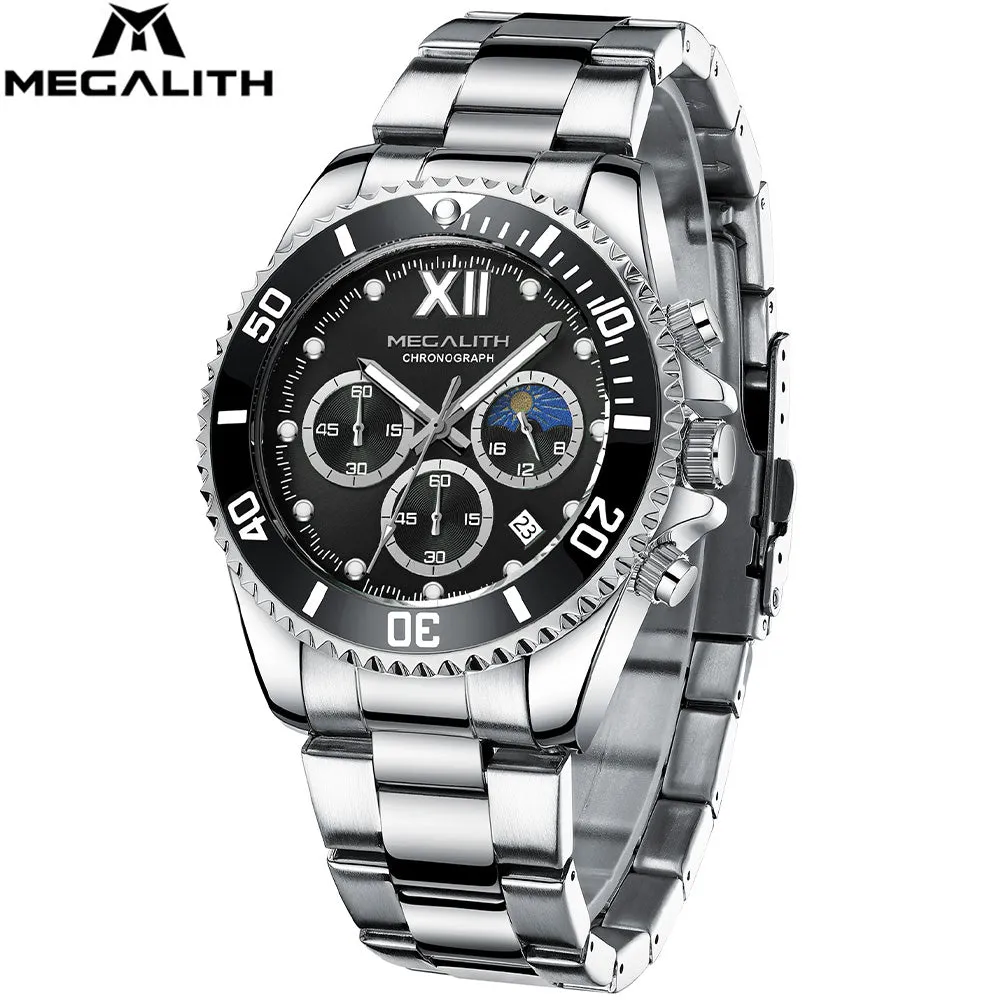 Chronograph Watch | Solid Steel | Megalith 8289M