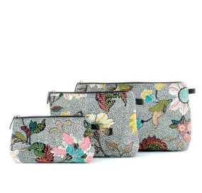 Cosmetic Bag | Grey Flower | Linen