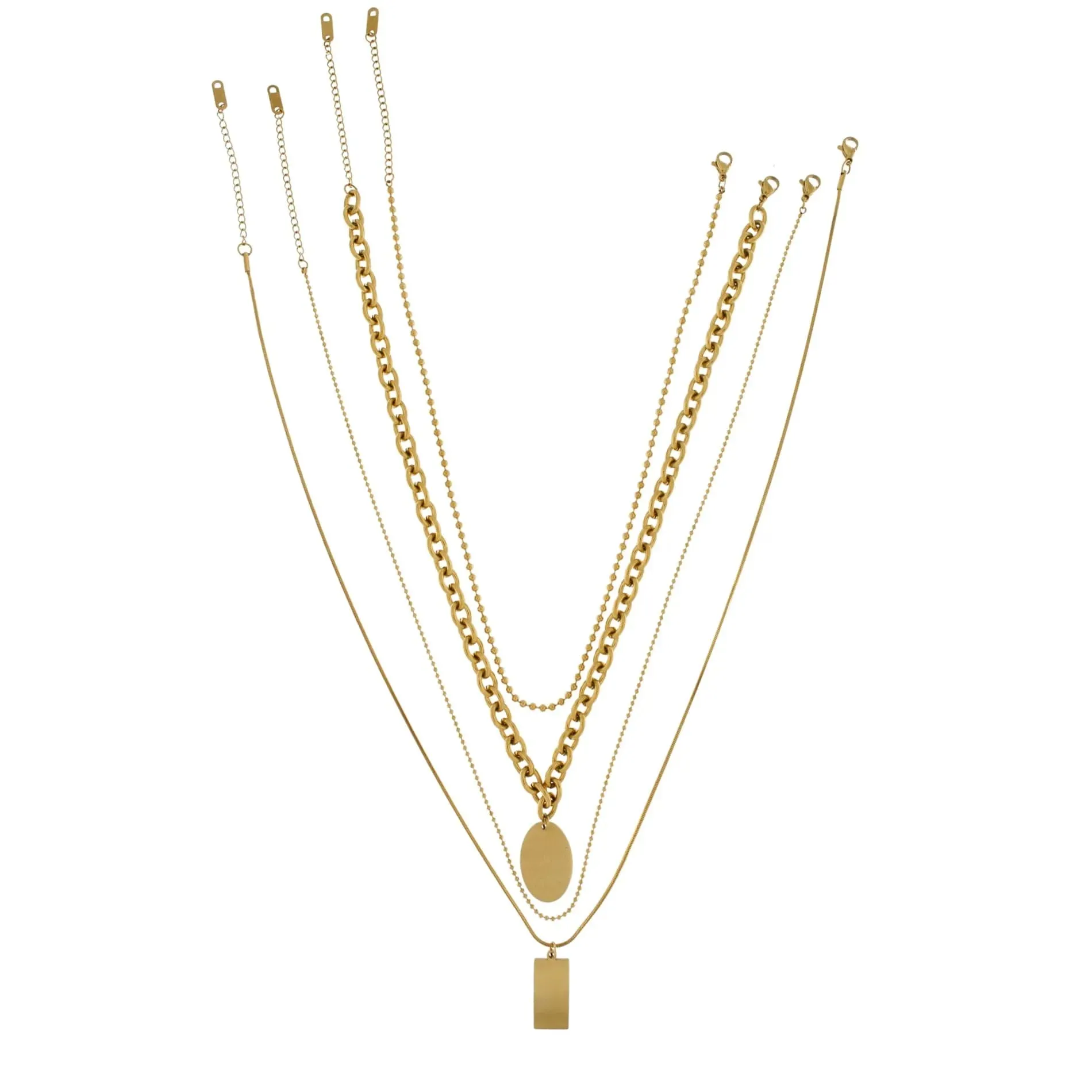 Courage Waterproof 4in1 Geometric Statement Necklace 18K Gold Plating