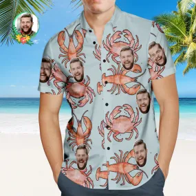 Custom Face Hawaiian Shirt Lobster and Edible Crab Personalised Face Shirt