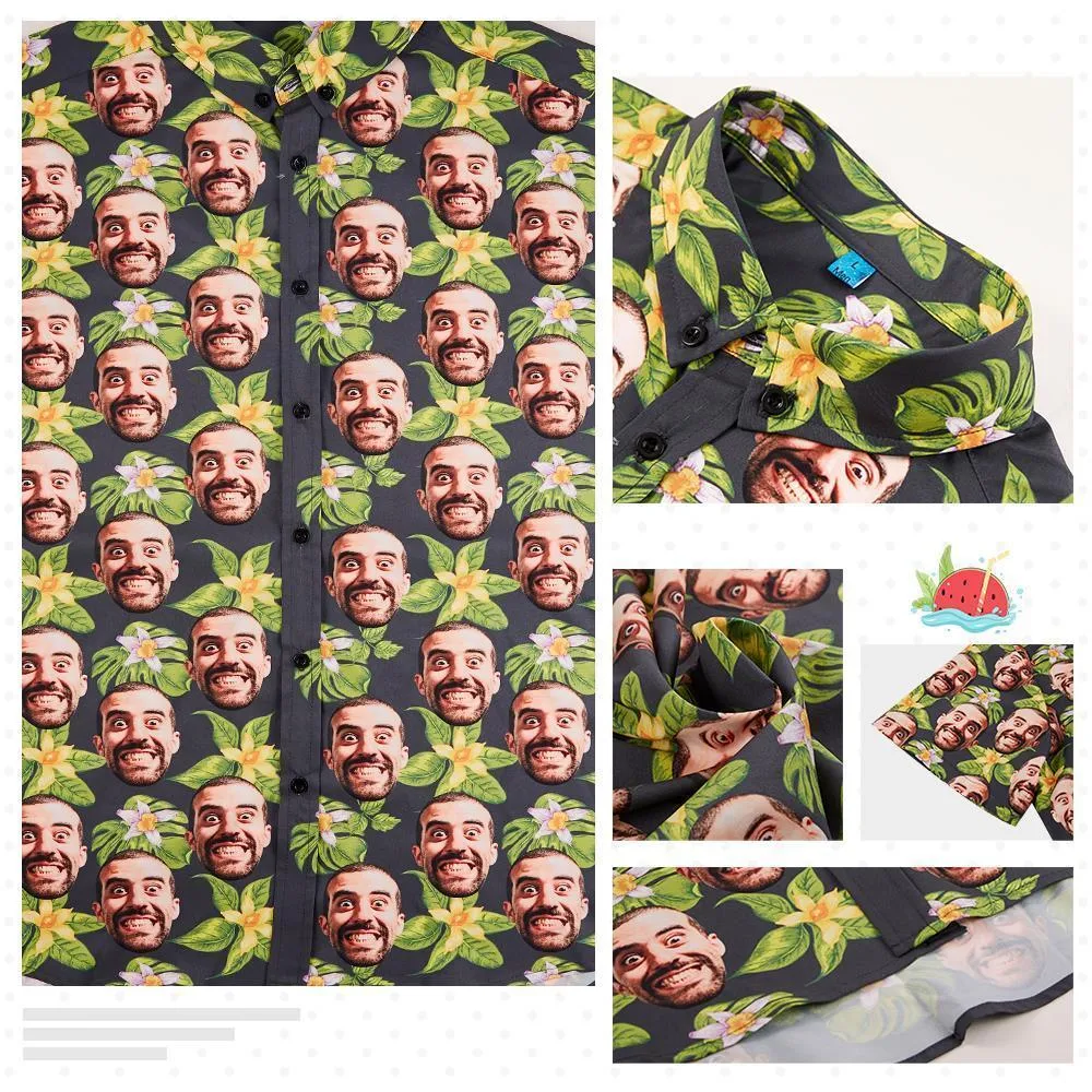 Custom Hawaiian Shirt Coconut Trees Shirt with Face on It All Over Print