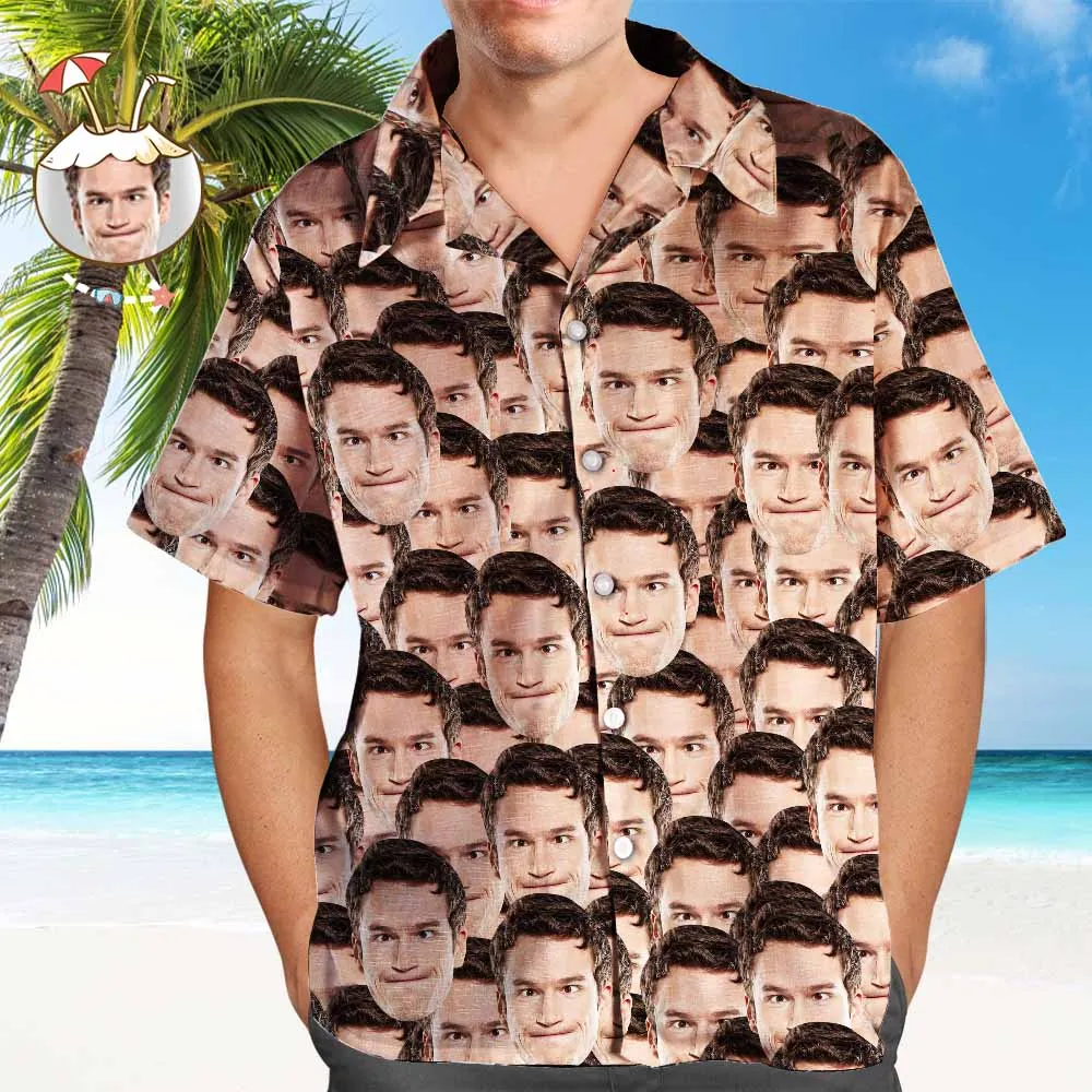 Custom Hawaiian Shirt with Face on it Men's Hawaiian Shirt Face Mash