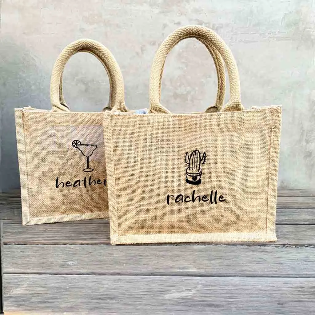 Custom Jute Boho Tote Bag with Personalization