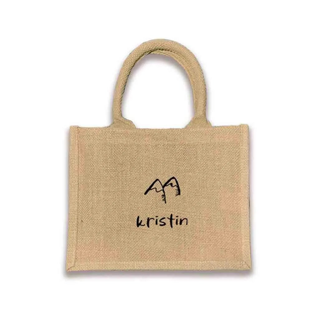 Custom Jute Boho Tote Bag with Personalization