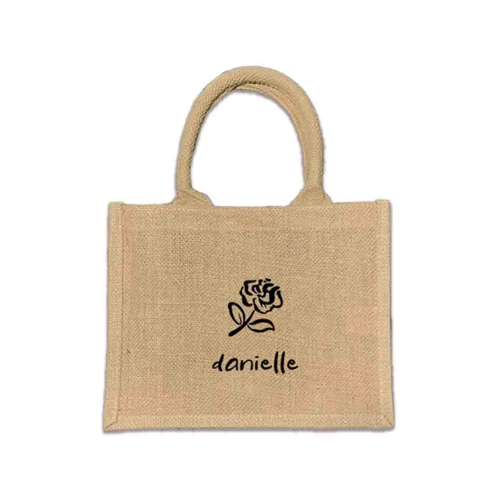 Custom Jute Boho Tote Bag with Personalization