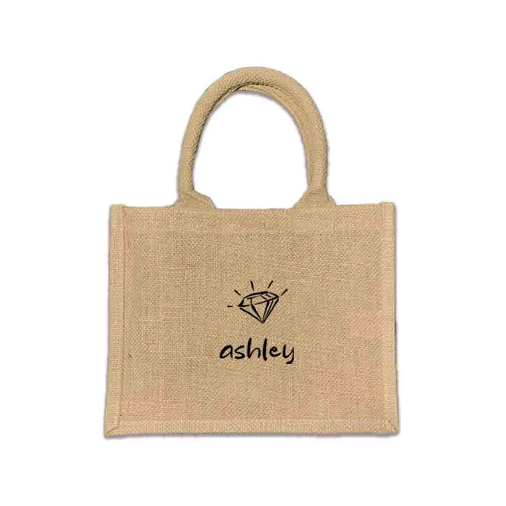 Custom Jute Boho Tote Bag with Personalization