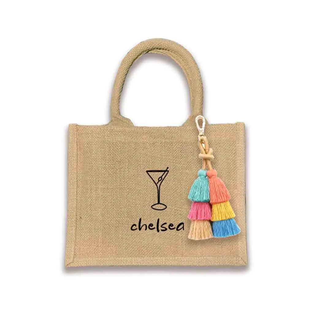 Custom Jute Boho Tote Bag with Personalization