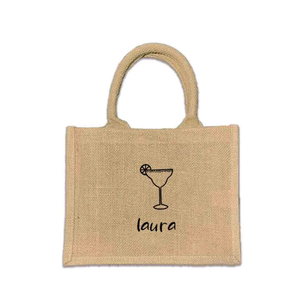 Custom Jute Boho Tote Bag with Personalization