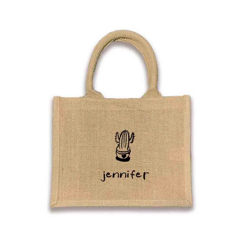 Custom Jute Boho Tote Bag with Personalization