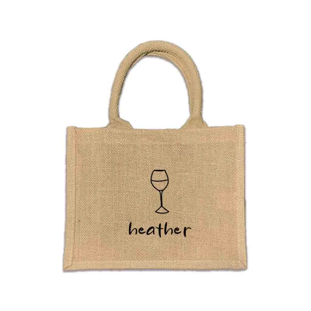 Custom Jute Boho Tote Bag with Personalization