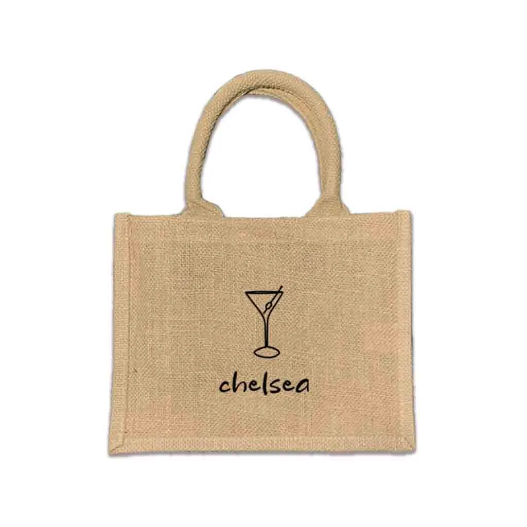 Custom Jute Boho Tote Bag with Personalization