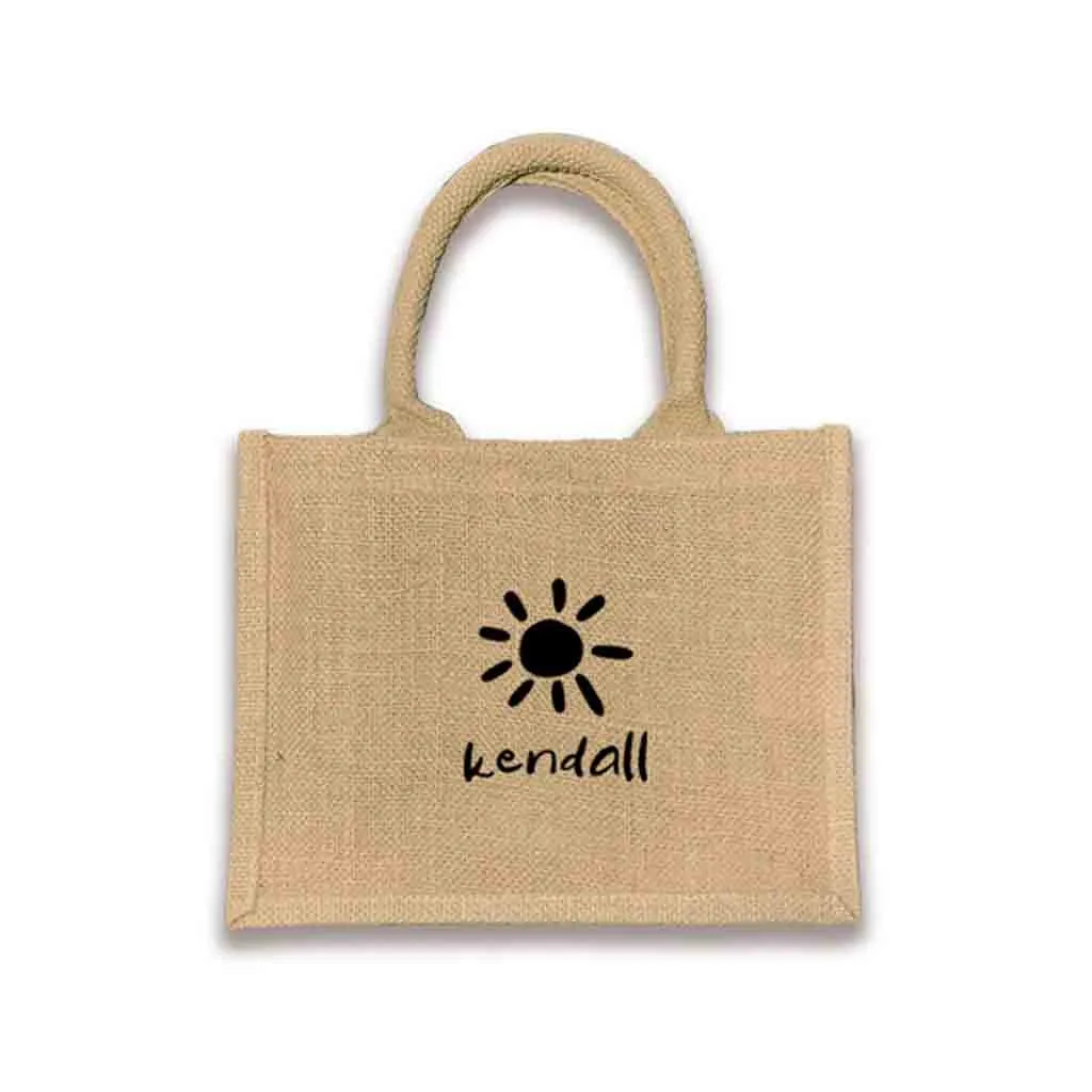 Custom Jute Boho Tote Bag with Personalization