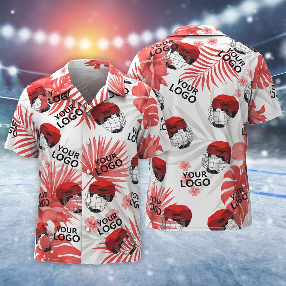 Custom Logo Hawaiian Shirt Men's All Over Print Aloha Shirt Team Shirt - Aloha Hockey