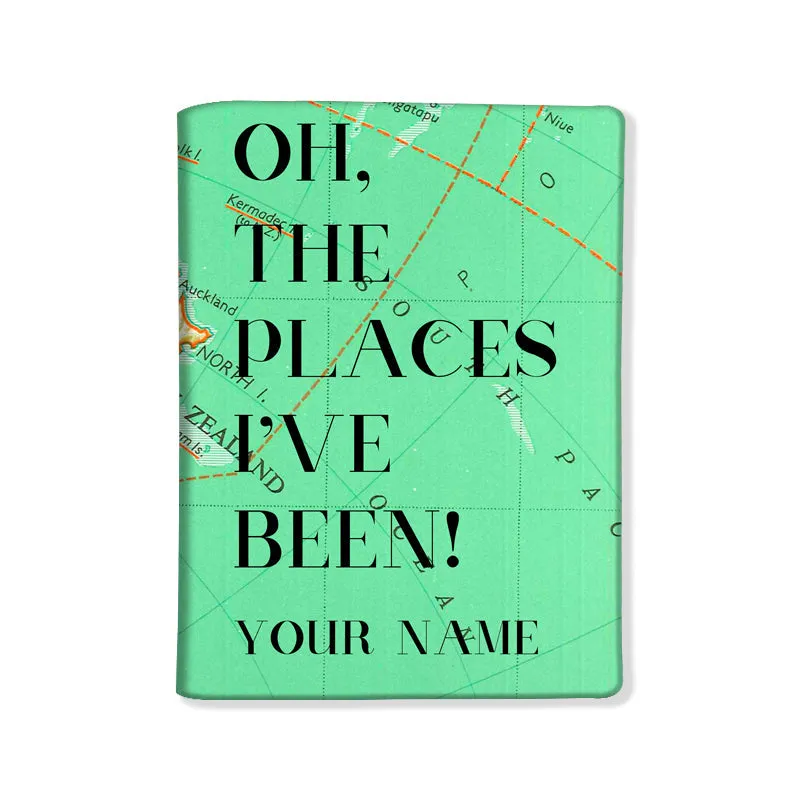 Customized Passport Cover Travel Luggage Tag - Oh The Places Green