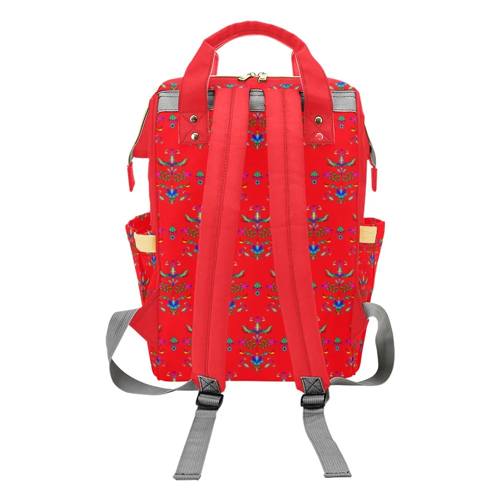 Dakota Damask Red Multi-Function Diaper Backpack/Diaper Bag