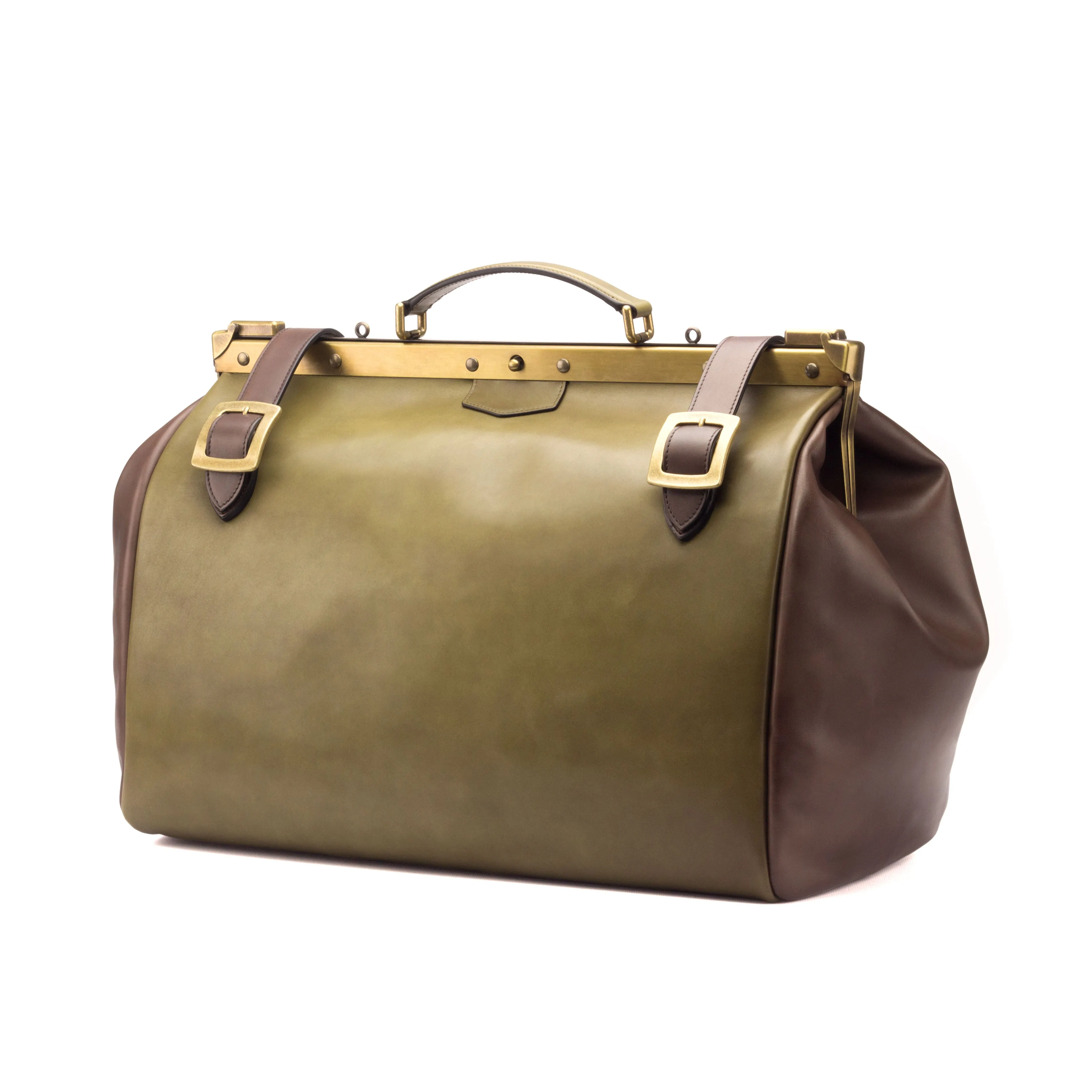 DapperFam Luxe Men's Doctor Bag in Dark Brown Painted Calf