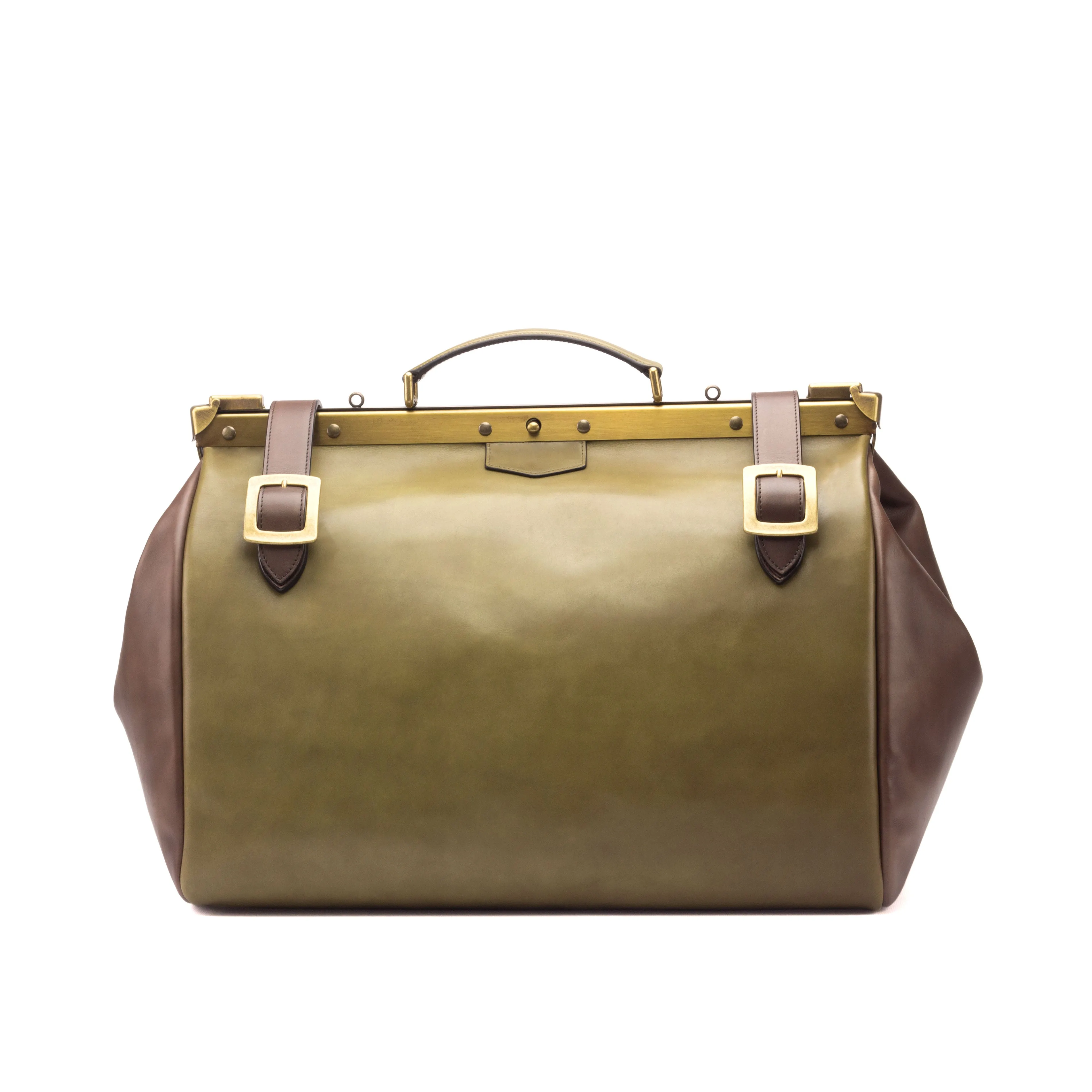 DapperFam Luxe Men's Doctor Bag in Dark Brown Painted Calf