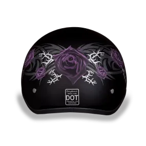 Daytona D.O.T Skull Cap Motorcycle Helmet Purple Rose