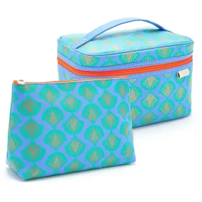 'Edie' Vanity Case   'Mia' Large Makeup Bag Set in Shell Aqua