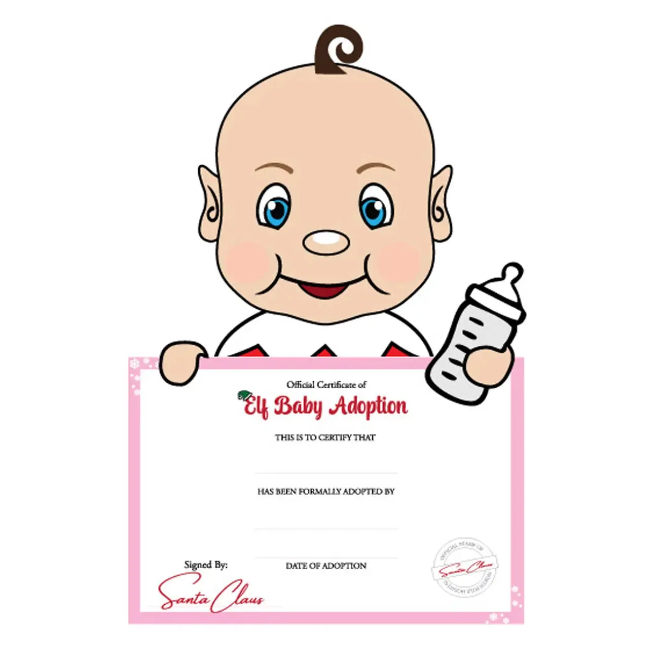 Elf Baby Adoption Certificate - Pink