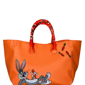 Everyday Vegan Leather Tote - Hand Painted Bugs Bunny