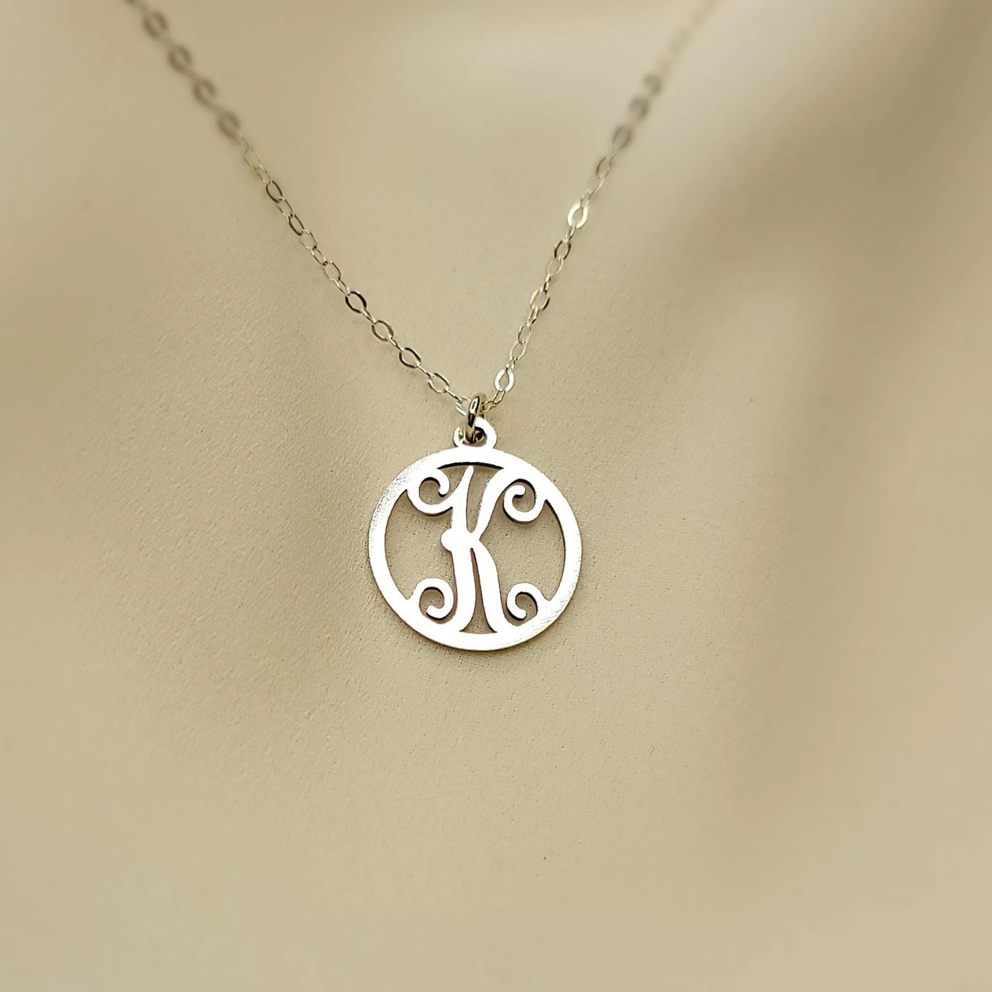 Fancy Letter Monogram Initial Necklace - CG450N. Starts at