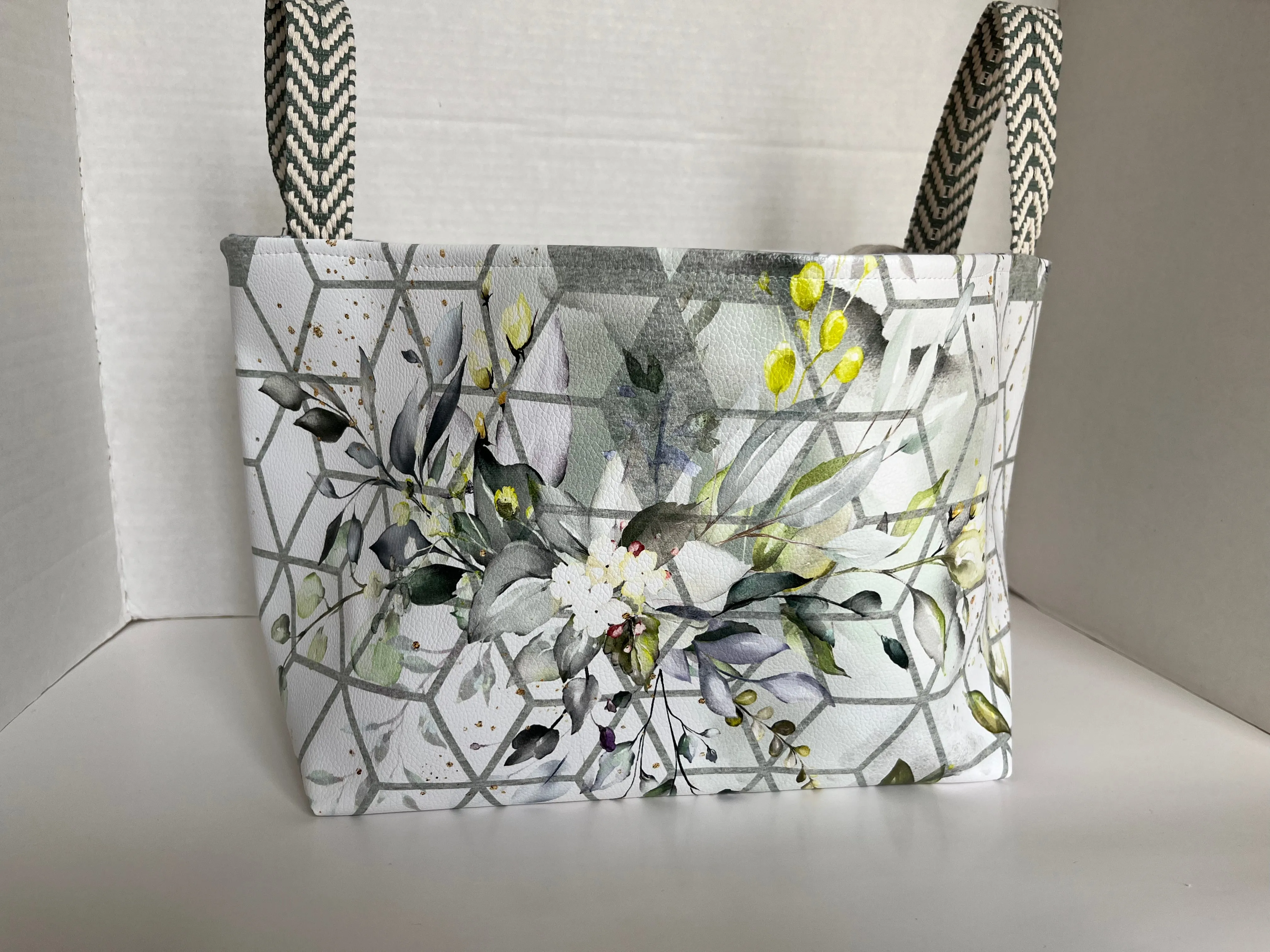 Floral Geos Vinyl Storage Bucket, Project Bag