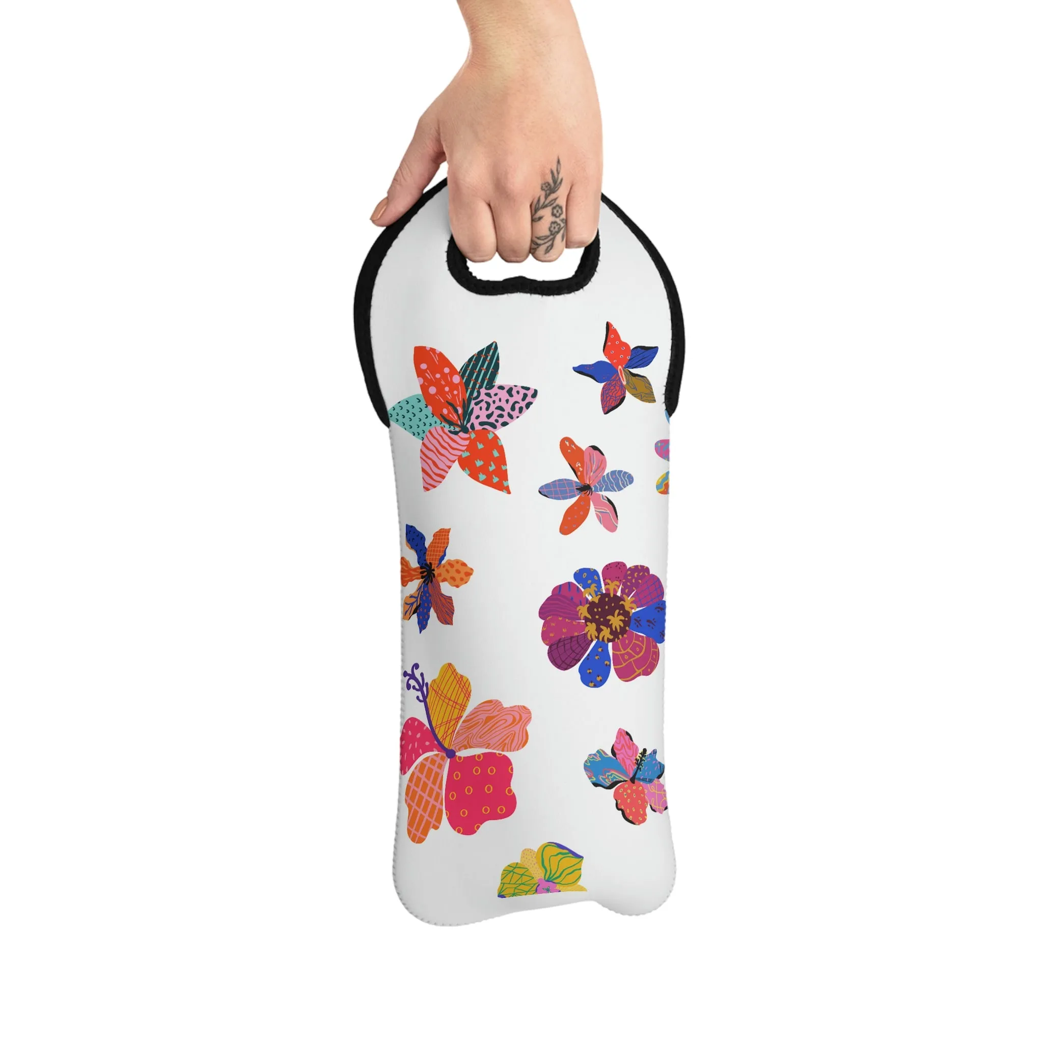 floral Wine Tote Bag