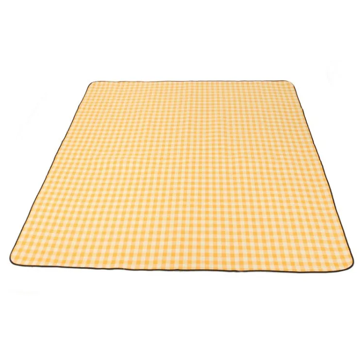 FP1409 6mm Thickened Moisture-Proof Beach Mat Outdoor Camping Tent Mat Without Storage Bag, Size:150x200cm(Yellow White Grid)