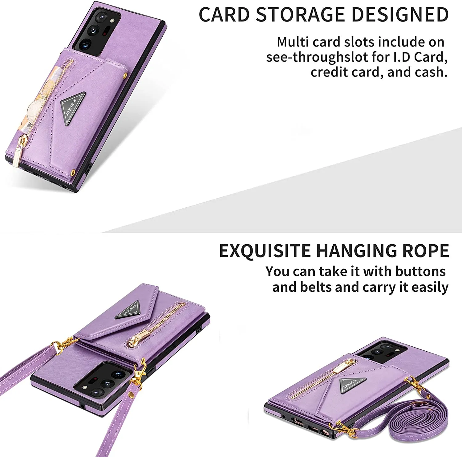 Galaxy Note 20 Ultra Samsung Magnetic Crossbody Purse Case - Purple