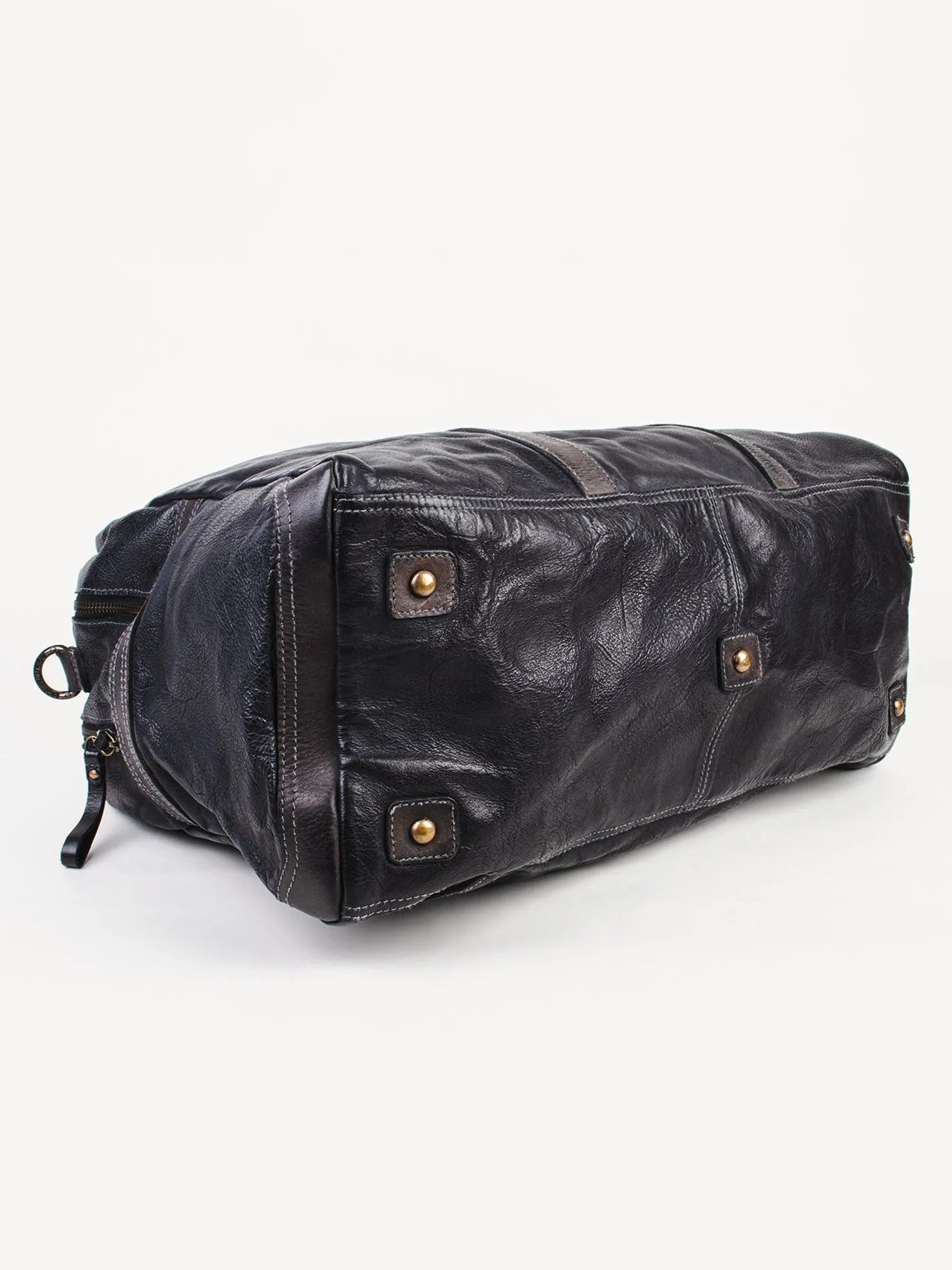 Genuine Black Leather Weekender Bag By Art N Vintage