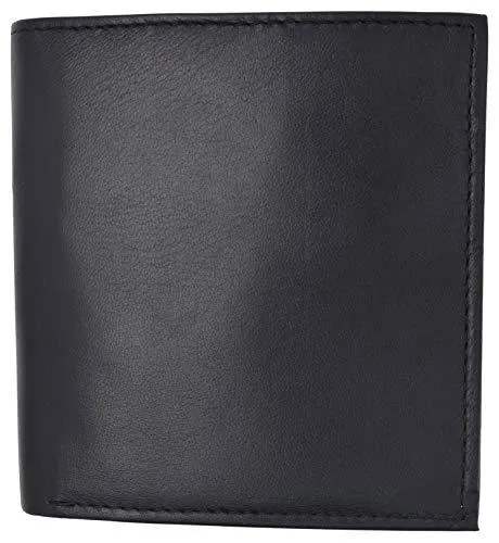 Genuine Leather Men's Bifold Wallet Slim Hipster Cowhide Credit Card New Black RFID2192