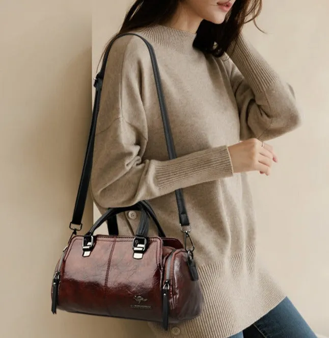 Genuine leather women's bag new trendy soft leather women's bag pillow bag single shoulder crossbody large capacity portable mother bag