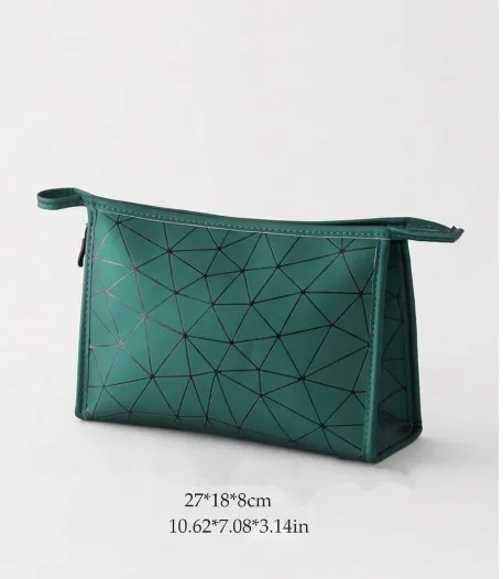 Geometric Diamond Grid PU Frosted Makeup Bag