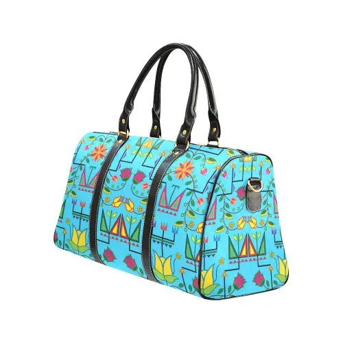 Geometric Floral Summer-Sky Blue Waterproof Travel Bag