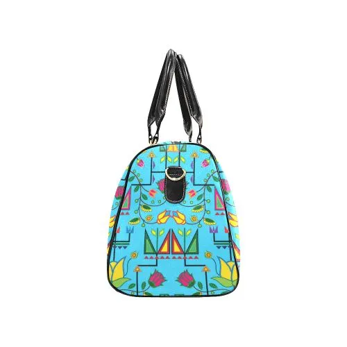 Geometric Floral Summer-Sky Blue Waterproof Travel Bag