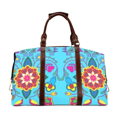 Geometric Floral Winter-Sky Blue Classic Travel Bag