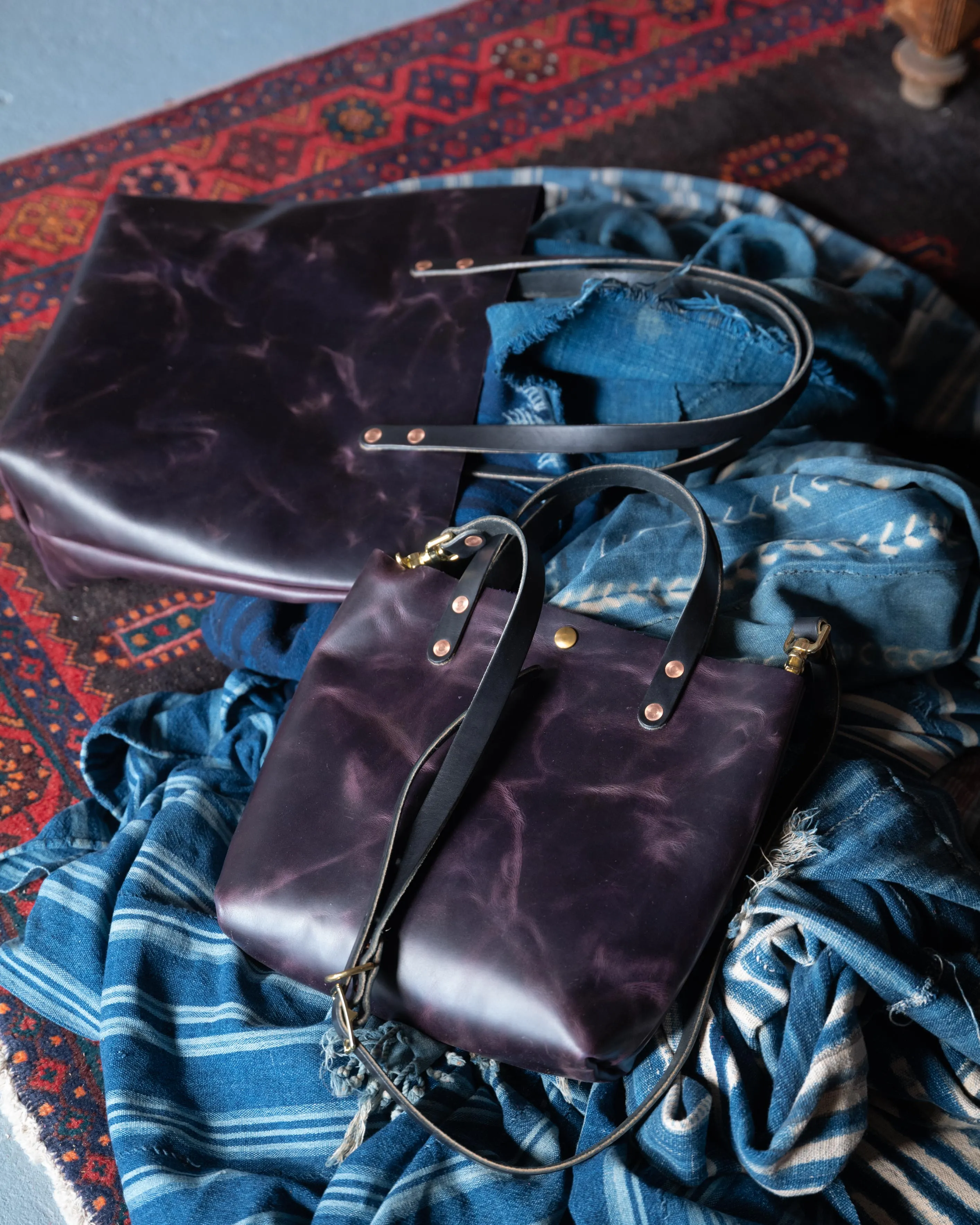 Glossy Purple East West Travel Tote Bundle